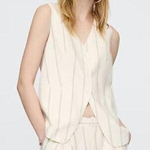 Gap Linen Cotton Stripped Vest Large NEW Classic Preppy Spring Minimalist Travel